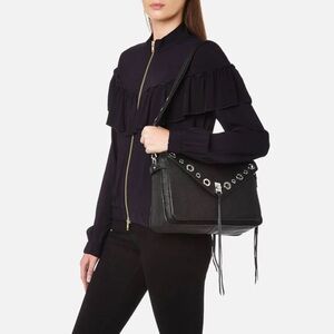 Rebecca Minkoff Darren Black Messenger Bag with Grommets NWT